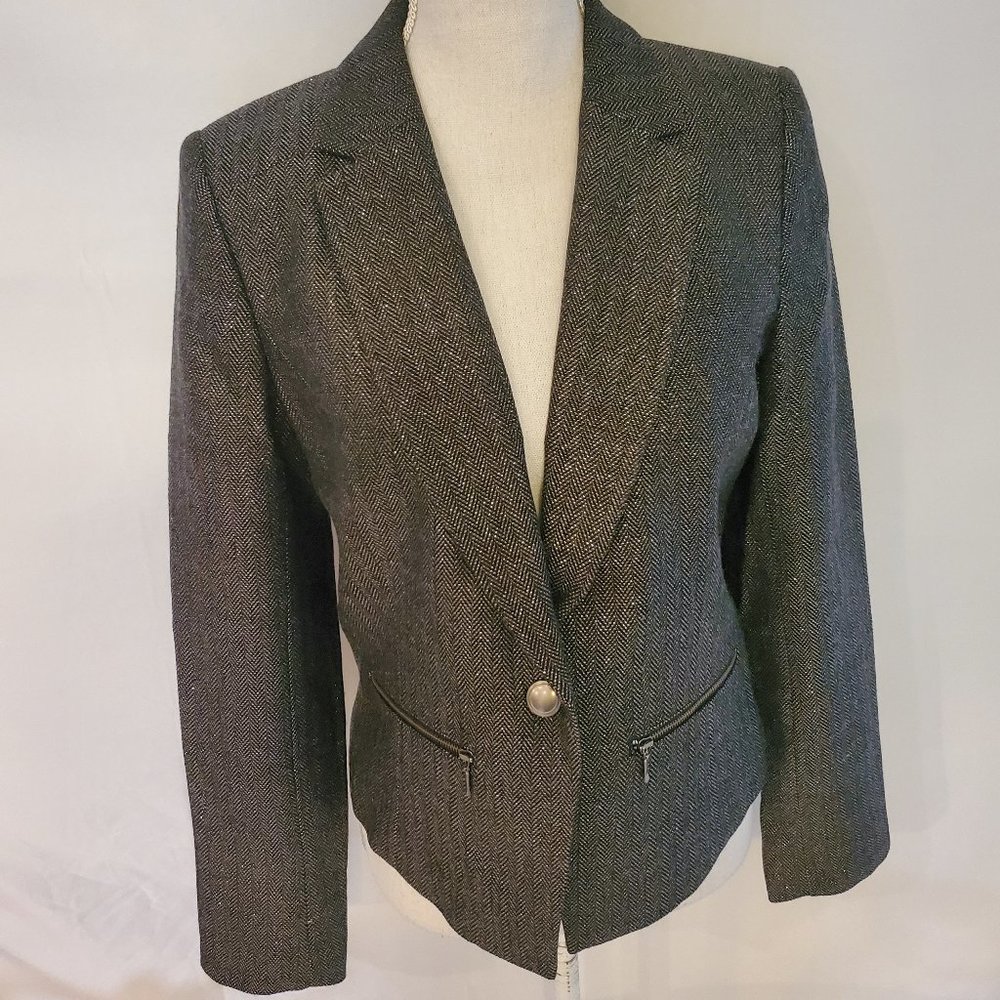 hinge Womens's Metallic Tweed Jacket Small